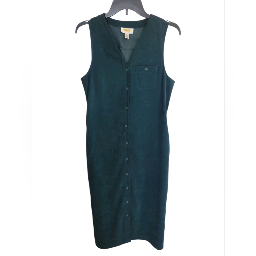 Talbots Green Velvet Button-Down Dress
